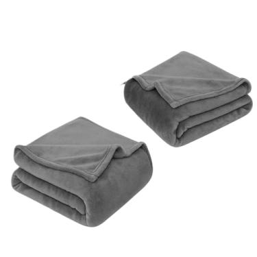 Imagem de Manta Casal, Coberta Manta Cobertor Casal Microfibra Lisa Antialérgica Coberta Macia Quentinha, 1,80x2,00m(CNZA,2 COBERTAS)