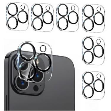 Imagem de [Pacote com 6] Compatível com iPhone 12 Pro Max 6,7 polegadas, protetor de lente de câmera de vidro temperado, [compatível com capas] [resistente a arranhões] [não afeta fotos noturnas] - Círculo