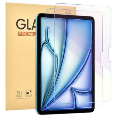 Imagem de Jngnpn Pacote com 2 protetores de tela antiluz azul para iPad Air de 11 polegadas 2025/2024 [7ª/6ª geração, M3/M2], película de vidro temperado de dureza 9H, anti-UV, proteção para os olhos, sensível
