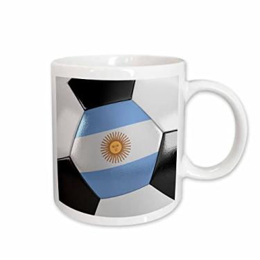 Imagem de 3dRose Caneca de cerâmica bola de futebol Argentina, 325 ml, branca