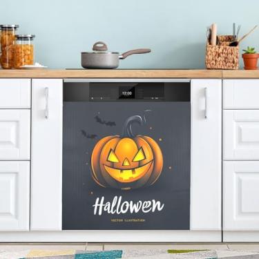 Imagem de ATTX Capa magnética Happy Halloween Pumpkin Lava-louças, 58,4 cm C x 66 cm A, decoração da capa da máquina de lavar louça, decalques de armário doméstico eletrodomésticos adesivos #142