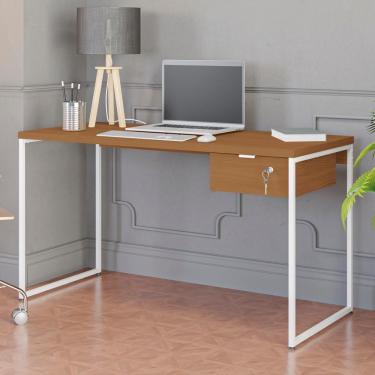 Imagem de Mesa Escrivaninha 1 Gaveta 136 Cm Li003x005 Canela Branco Kpb