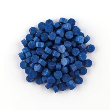 Imagem de Contas de cera de vedação azul diamante, contas de selo de cera octogonal para selos de selos de envelope, convites, embalagens de vinho, selagem de letras
