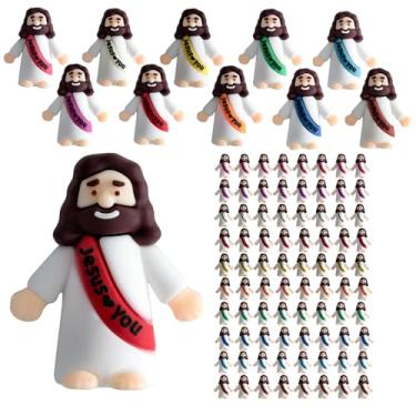 Imagem de MeritMode 80 peças Estatueta do Pequeno Jesus – Mini figuras de Jesus para esconder pequenas estatuetas em massa e no bolso, buscar presentes religiosos para Natal, Páscoa, ovos de Páscoa, escola