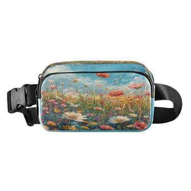 Imagem de CEBUGI Pochetes de caminhada para homens e mulheres, pochetes vibrantes de flores silvestres modernas resistentes à água com cinto ajustável para treino, viagem, corrida