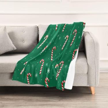 Imagem de Wassud Cobertores e mantas de Natal 152 x 228 cm cobertor de bengala doce para sofá, cobertor quente de lã de pelúcia aconchegante para cama, sofá, cadeira, decoração de casa