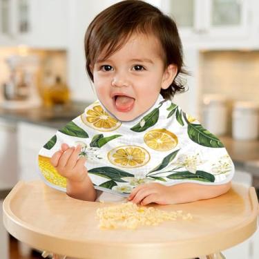 Imagem de CEBUGI Panos para Arrotar Musselina para Bebês 56 x 28 cm Toalhas de Bebê Absorventes Macias Flor Limão Algodão Arrotar Trapos para Bebês Meninos e Meninas 1 Pacote