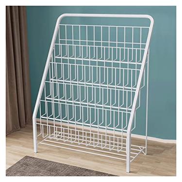 Imagem de LMJYU Suporte de revistas de armazenamento de jornal, suporte de revistas de ferro, simples, multifuncional, casa, quarto, estante, armazenamento, porta-revistas, organizador