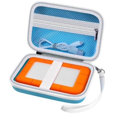 Imagem de Capa compatível com disco rígido externo LaCie Rugged Mini 1TB/2TB/4TB/5TB, suporte de armazenamento para discos rígidos para computadores Mac e PC e cartões SD com cabo USB 3.0 2.0 (azul celeste)