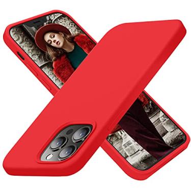 Imagem de Cordking Capa de telefone projetada para iPhone 13 Pro Red | Silicone, ultrafina, à prova de choque, protetora, forro de microfibra macio antiarranhões, 6,1 polegadas