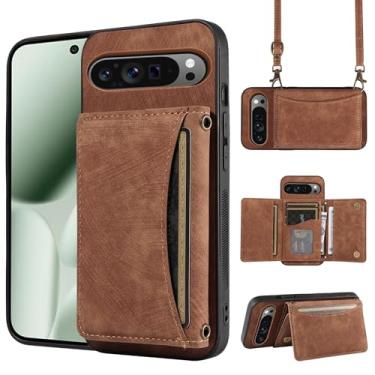 Imagem de Capa de telefone para Google Pixel 10 Pro XL carteira com alça de ombro transversal, suporte de cartão de couro PU bolso fino suporte acessórios para celular bolsa flip para celular Pixel10 10Pro LX