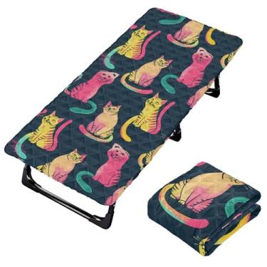 Imagem de Burbuja Lençol de berço de gatos brincalhões para crianças, lençol acolchoado portátil com elástico para meninas e meninos, lavável na máquina, 63,5 x 127 cm