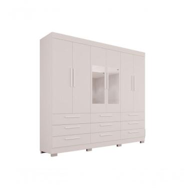 Imagem de Roupeiro Dinamarca Com Espelho 6 Portas 9 Gavetas Salleto Branco