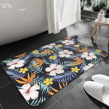 Imagem de Iprokiu Tapete de banho com flores, antiderrapante, bem-vindo, interior, exterior, tapete de casa de banho, tapete de entrada, tapete lavável para cozinha, pátio, varanda, garagem (60 cm x 40 cm
