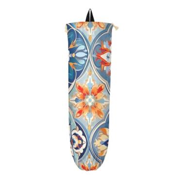 Imagem de Porta-sacos plásticos coloridos e estilizados em mosaico, organizador de bolsas para armazenamento de sacolas plásticas de cozinha, armazenamento de sacolas de compras de plástico