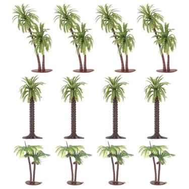 Imagem de TOYANDONA 12 peças de mini coqueiros: modelo de coqueiro de 3 estilos - Topo de bolo de plantas artificiais para arquitetura de mesa de areia, cenário, decoração de bolo de jardim de fadas