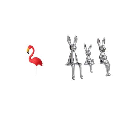 Imagem de Whtkoph Estatueta Decorativa de Pássaro, Ornamento de Jardim, Acessórios para Jardim de Fadas No Quintal, Escultura de Flamingo para Estaca de Jardim