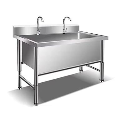 Imagem de Pia de pia de restaurante independente, pia de tigela única grande, 1 compartimento para pia de cozinha comercial com torneira com kit de drenagem para restaurante, lavanderia (100 x 59,9 x 77,5 cm)