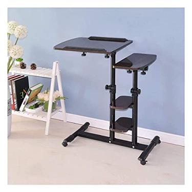 Imagem de Mesa de cabeceira lateral exclusiva em forma de C mesa lateral mesa móvel mesa de trabalho sobrecama mesa com rodízios, mesa para laptop com rodas dobrável para fácil armazenamento para camas e sofás