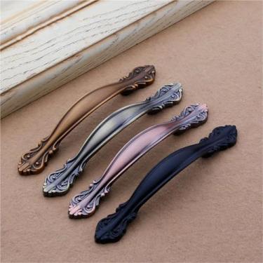 Imagem de Maçaneta de porta vintage simples liga de zinco armário guarda-roupa TV móveis estante maçanetas de porta 1 peça (retro ciano 2078 128)