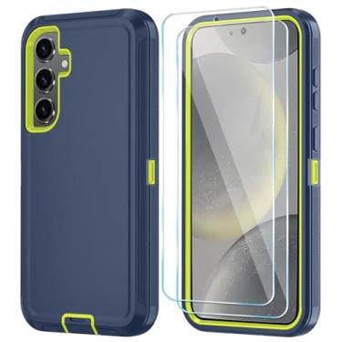 Imagem de ONOLA Capa para Samsung Galaxy S24+/S24 Plus com protetor de tela HD [Não serve para S24/S24 Ultra], capa de telefone resistente 3 em 1 para (DarkBlueGreen, para Galaxy S24 Plus 6,7 polegadas)