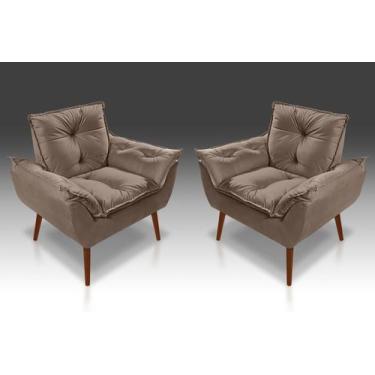 Imagem de Kit Poltrona opala suede Capuccino -Alto Padrão  - CASA DA POLTRONA