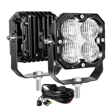 Imagem de Willpower 2 lâmpadas LED de trabalho de 4,3 30 W 3000 LM com chicote de fios DT de 12 V, luzes de neblina para carro, caminhão, trator barco 4 x 4, branco 6000K, farol à prova d'água, feixe de