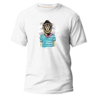 Imagem de  Camiseta Basica Algodão Premium Estampa Digital Leão - Pavesi, Branco