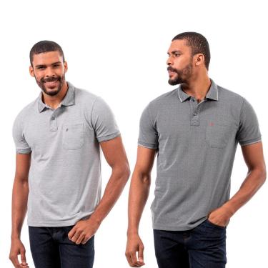 Imagem de Kit 2 Camisas Polo John Pull Masculina Bolso Algodão Casual-Masculino