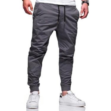 Imagem de Calça Jogger Usemoda Sarja Premium Masculina Cor:Cinza;Tamanho:-Masculino
