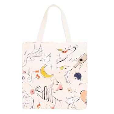 Imagem de kate spade new york Sacola de lona para mulheres, linda bolsa para trabalho ou professor, bolsa de praia de lona, bolsa de livro com bolso (sonho de Nova York)