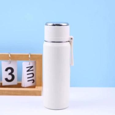 Imagem de Garrafinha De Agua Escolar Infantil C/ Trava De Segurança Branca 380Ml