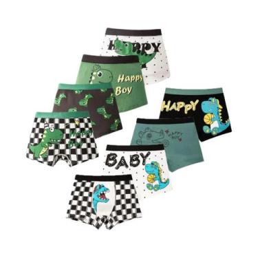 Imagem de Cuecas Boxer De Algodão Com Estampa De Dinossauro Para Meninos, Pacote