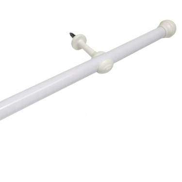 Imagem de Kit Varões de Madeira Para Cortina Simples 2,00 Metros 19mm Varão com Ponteira e Suporte (Branco)