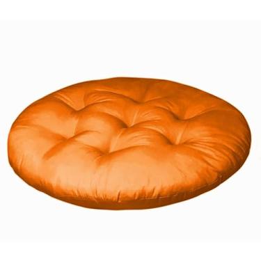 Imagem de Almofada Para Cadeira Redonda 80x80 cm Com Futon Para Decoração Cadeira Sofá Quarto (Laranja)