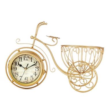 Imagem de Relógio de mesa moderno triciclo relógio de mesa relógio de mesa simples relógio de ferro silencioso casa sala de estar quarto relógio de escritório ornamentos relógio de mesa relógio de mesa