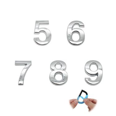 Imagem de NumRealm Número da casa, números de caixa de correio de porta, endereço à prova d'água 3D casa apartamento hotel sinalização, prata -5 a 9