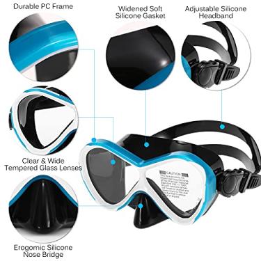 Imagem de Kit de mergulho infantil Óculos de natação com tubo de snorkel seco barbatanas ajustáveis ​​Conjunto de 3 peças para crianças mergulho com snorkel aventura vermelho amarelo