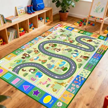 Imagem de FJKJHKGJ Tapete ABC para quarto de crianças – Tapetes alfabéticos de 11 x 1,8 m para sala de jogos infantis, tapete educativo para aprender números de animais, tapete pré-escolar, decoração de quarto