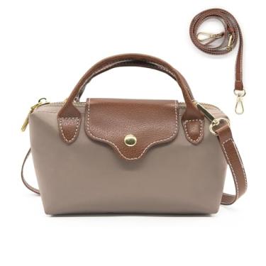 Imagem de Long Keeper Pequena bolsa transversal feminina de nylon mini bolsa de mão alça superior bolsa transversal feminina Hobo bolsas de ombro, Caqui, Mini bolsa tiracolo de nylon