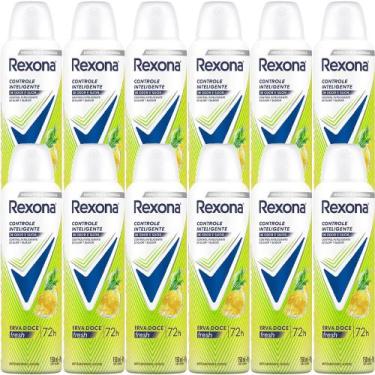 Imagem de Kit Desodorante Aerosol Rexona Erva Doce Feminino 150ml - 12 Unidades