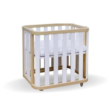 Imagem de Mini Berço com Colchão Moisés  Branco com Carvalho Malva - Quater, Bra