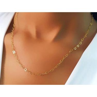 Imagem de Colar com Elos Coração Folheada a ouro 18k com extensor - Deitos Joias