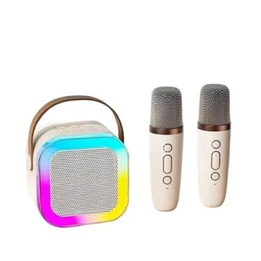 Imagem de Microfone Portátil Alto Falante Bluetooth Luz Dois Alto Falantes Som Subwoofer Alto Falantes(Branco-2)