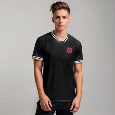 Imagem de Camisa Vasco Retrô 1974 Campeão Brasileiro Jacquard Infantil Preta-Unissex