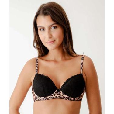 Imagem de Sutiã de Renda Com Base Animal Print Marisa-56039, Preto, 42