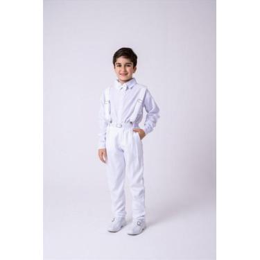 Imagem de Conjunto Social Infantil Meninos Miss Cherry com Suspensório Branco, B