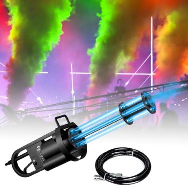 Imagem de Máquina de neblina de canhão de CO2 com luzes LED multicoloridas, pistola de coluna de ar Gatling portátil, máquina de jato de CO2, equipamento de efeito de palco para eventos, casamento, festa, clube