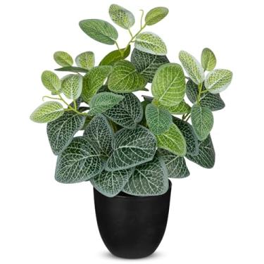 Imagem de Plantas artificiais de 36,8 cm, decoração de casa, plantas de seda em vasos falsos para prateleiras, mesas, sala de estar, decoração de casa e escritório, pequena planta de nervo artificial em vasos