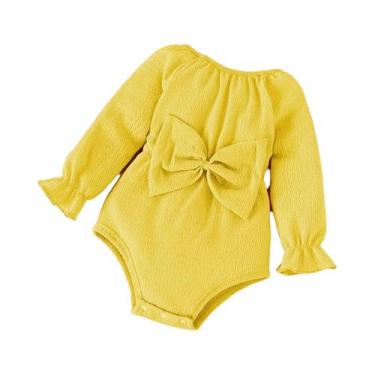 Imagem de Conjunto De Body Rosa De Manga Longa Para Bebê Com Laço E Lenço Para P